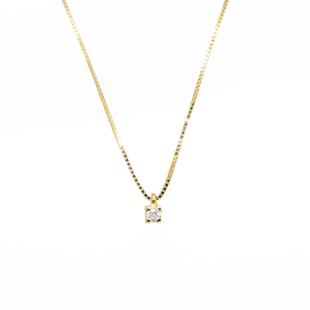 zirconia e diamante A Gargantilha de Ouro 18K Ponto de Luz GG20070