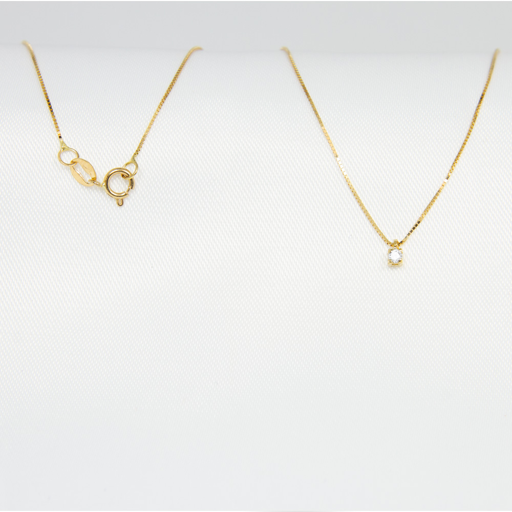 zirconia e diamante B Gargantilha de Ouro 18K Ponto de Luz GG20070