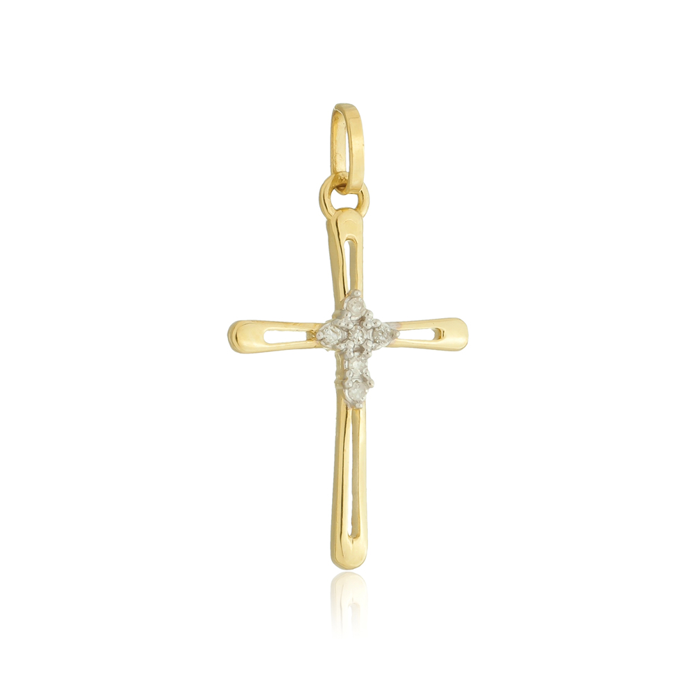 zirconia e diamante Pingente de Ouro 1