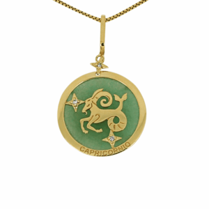 joias de signos Pingente de Signo Zodiaco Capricornio em Ouro 18K com Quartzo Verde e Diamantes PG21994