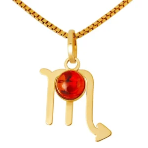joias de signos Pingente em Ouro 18k Medalha Signo Escorpiao Granada PG21516