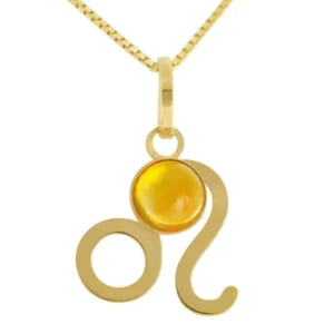 joias de signos Pingente em Ouro 18k Medalha Signo Leao com Citrino PG21518