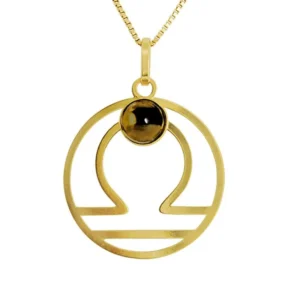 joias de signos Pingente em Ouro 18k Signo Libra com Quartzo Fume PG21507