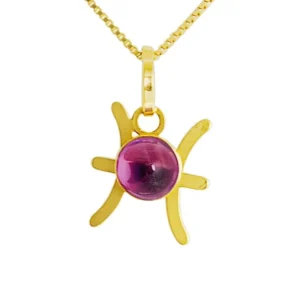 joias de signos Pingente em Ouro 18k Signo Peixes com Ametista PG21520