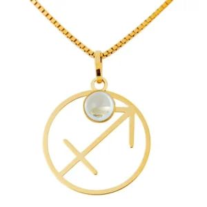 joias de signos Pingente em Ouro 18k Signo Sagitario Aro com Topazio Azul PG21509