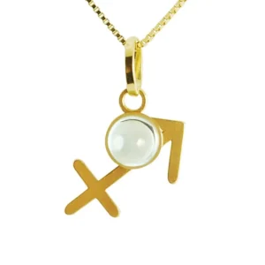 joias de signos Pingente em Ouro 18k Signo Sagitario com Topazio Azul PG21521