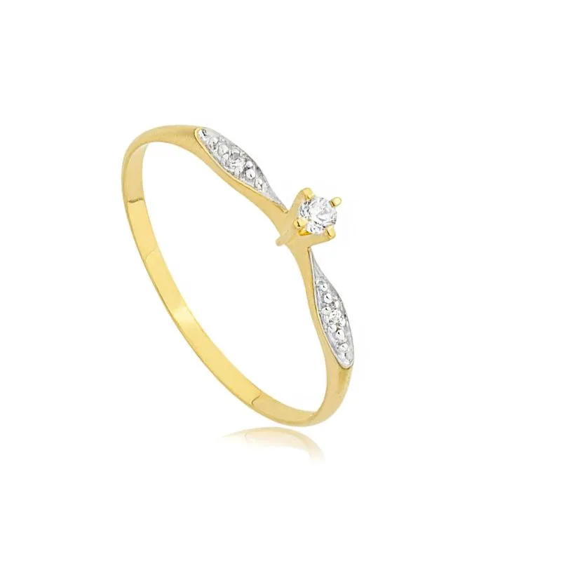Alianças de noivado: Como Escolher o Anel Perfeito para o Grande Momento 3 Anel Solitario de Ouro 18K com Zirconia AN20139