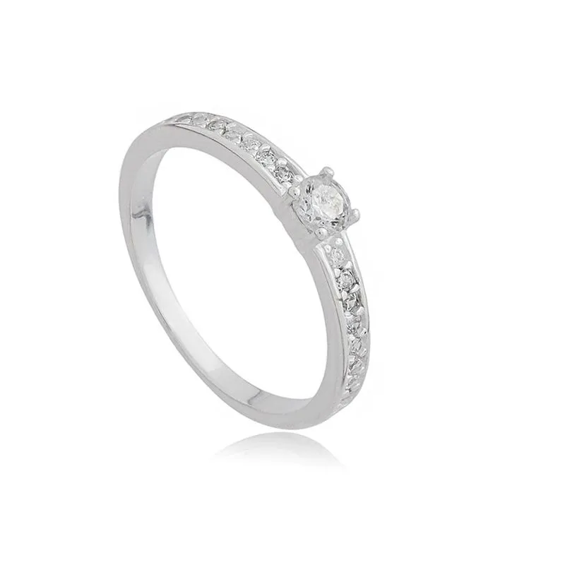 Alianças de noivado: Como Escolher o Anel Perfeito para o Grande Momento 9 Anel Solitario de Prata com Zirconias AN24917