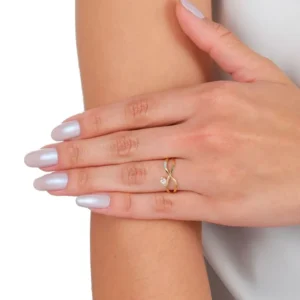 Anel de Ouro 18K Infinito com Coracao e Turmalina Rosa com Brilhantes AN22738 1