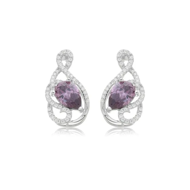 analise de coloracao pessoal casa das aliancas Brinco de Prata Gota Torcida Cravejada com Zirconia e Ametista Sintetica BR23224 2