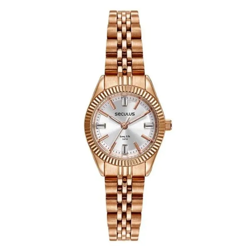 analise de coloracao pessoal casa das aliancas Kit Relogio Feminino Seculus Bisel Serrilhado mais Pulseira Berloques 77255LPSVRA2K1