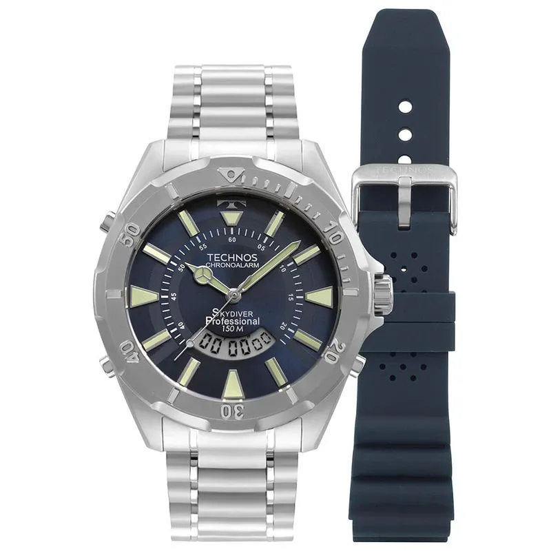 relogio a prova d agua ou relogio resistente a agua casa das aliancas Relogio Masculino Skydiver Technos Prata WT2050AP T1A Colecao Exclusiva 1