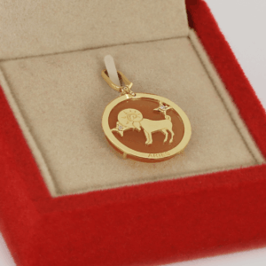 Cor laranja em 2025 Pingente de Signo Zodiaco Aries em Ouro 18K com Quartzo Laranja e Diamantes PG21998 3