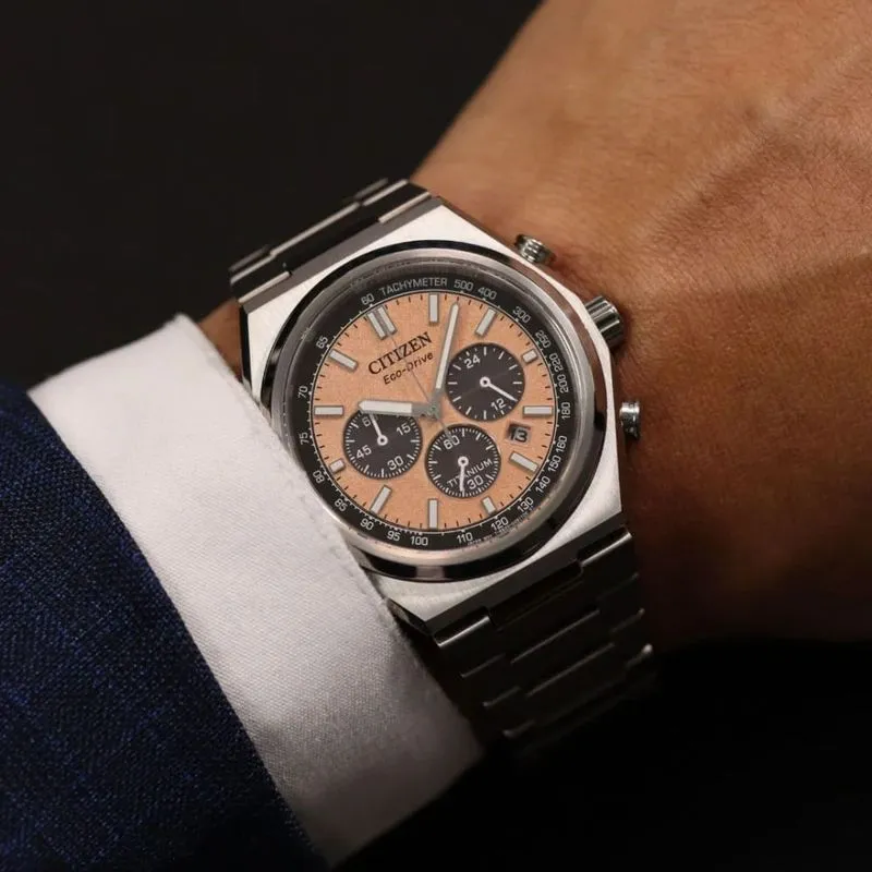Cor laranja em 2025 Relogio Masculino Citizen Eco Drive Zenshin Chrono Super Titanium Bronze CA4610 85MN 1