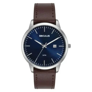 presente para cada tipo de pai Relogio Masculino Seculus Couro Azul Marrom 44281G0SVNC1