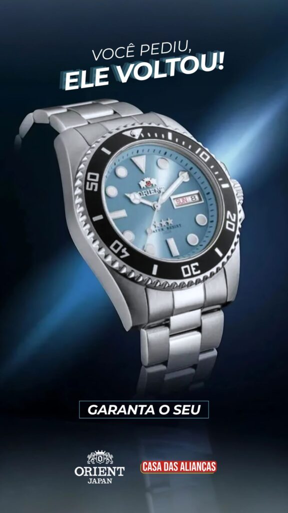 Relógio Orient Submariner Azul Claro - NH3SS010