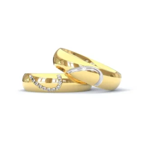 aliancas de ouro para cada tipo de casal Alianca de Ouro 18K Abaulada Lisa com Metade Coracao com Zirconias AS2227