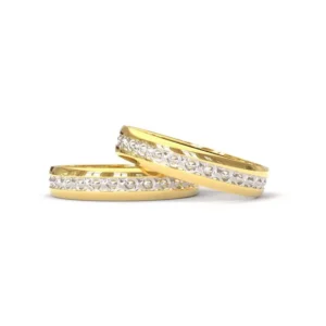 aliancas de ouro para cada tipo de casal Alianca de Ouro 18K Bodas de Prata Diamantada AS0043