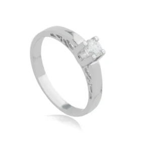 como planejar um pedido de casamento Anel Solitario de Ouro Branco 18K com Brilhante AN13345 1