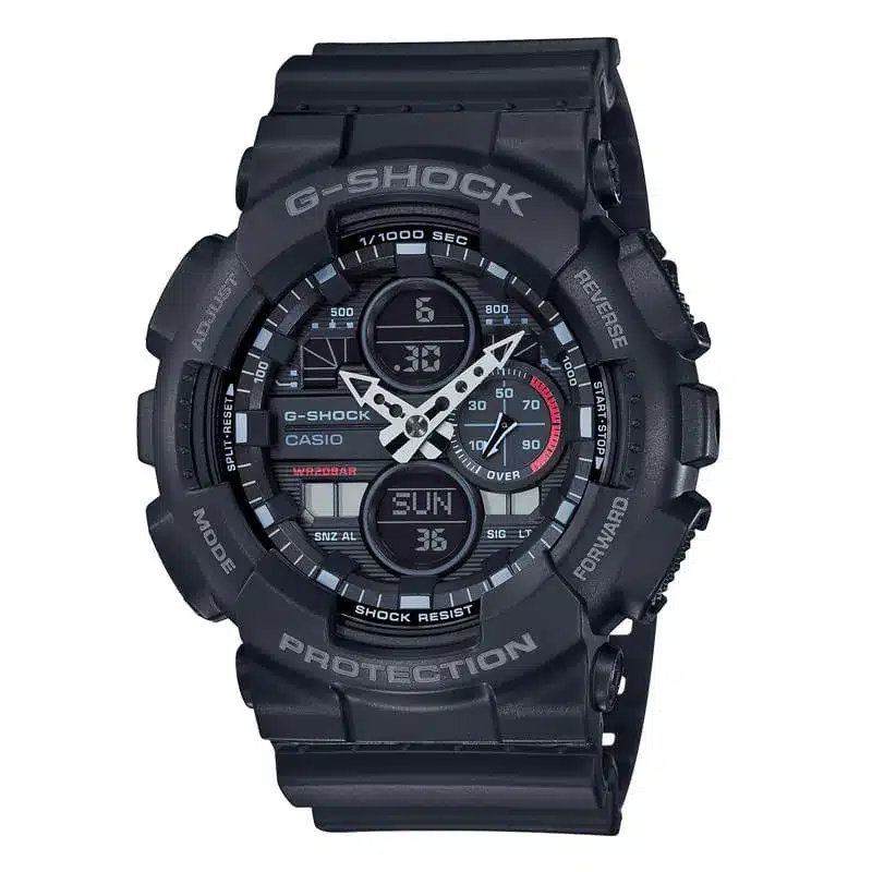 relogios casio Relogio Casio G Shock Resina Preta com Fundo Azul e Vermelho GA 140 1A1DR