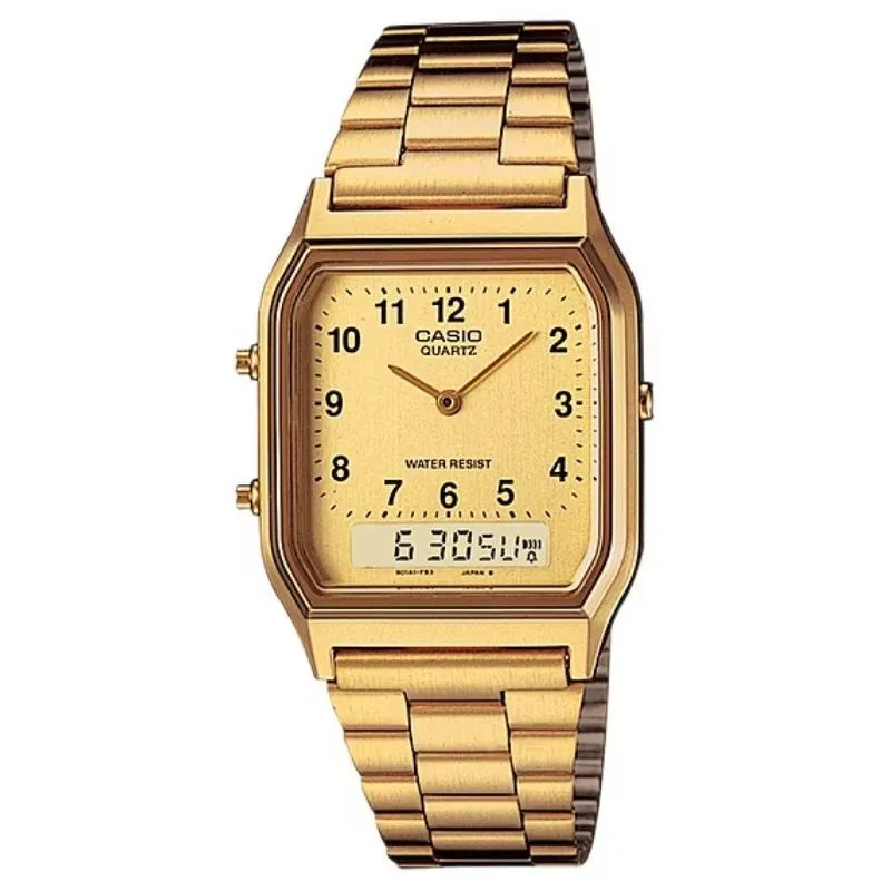 relogios femininos Relogio Feminino Casio Vintage AnaDigi AQ 230GA 9BMQ BR Dourado