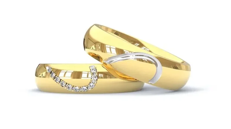 Alianças Finas, Médias ou Largas para Casamento: qual escolher? 12 aliancas finas de casamento Alianca de Ouro 18K Abaulada Lisa com Metade Coracao com Zirconias AS2227 edited 1