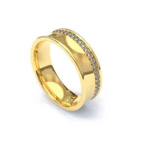 aliancas finas de casamento Alianca de Ouro 18K Concava com Cravacao de Brilhantes AS2220