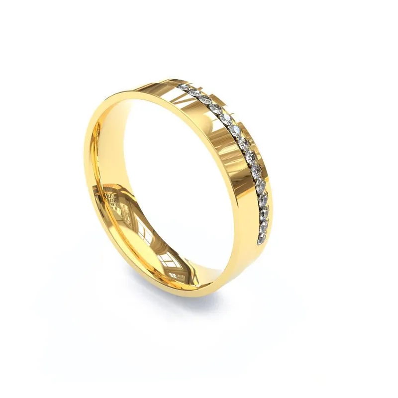 Alianças Finas, Médias ou Largas para Casamento: qual escolher? 7 aliancas finas de casamento Alianca de Ouro 18K Reta com Friso e Brilhantes AS0894