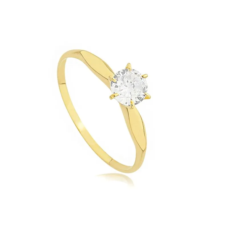 pedido de casamento no fim de ano Anel Solitario de Ouro 18K com Zirconia AN19409