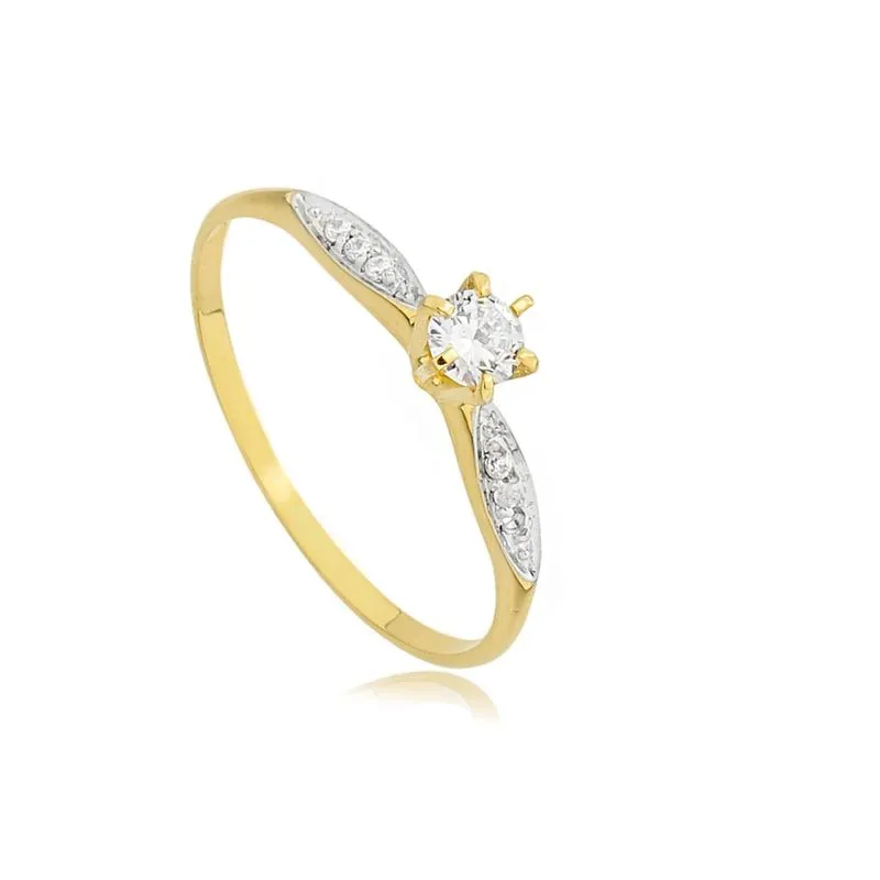 pedido de casamento no fim de ano Anel Solitario de Ouro 18K com Zirconia AN20262