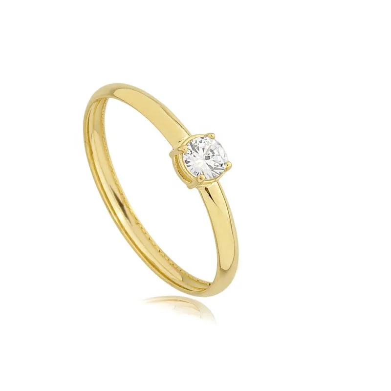 pedido de casamento no fim de ano Anel Solitario de Ouro 18K com Zirconia AN20911