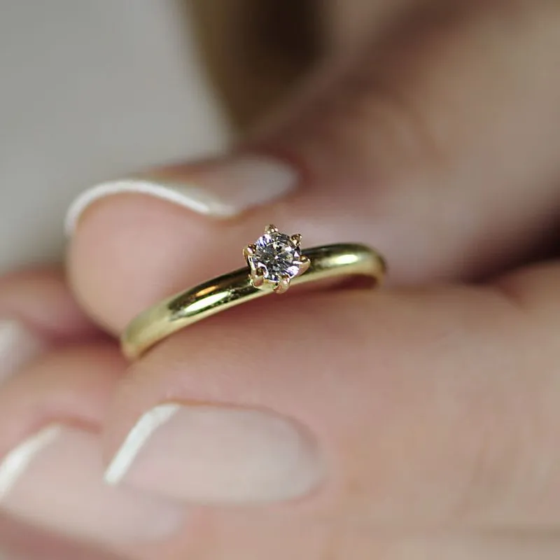 pedido de casamento no fim de ano Anel de Noivado Solitario de Ouro 18K com Zirconia AN19150 2