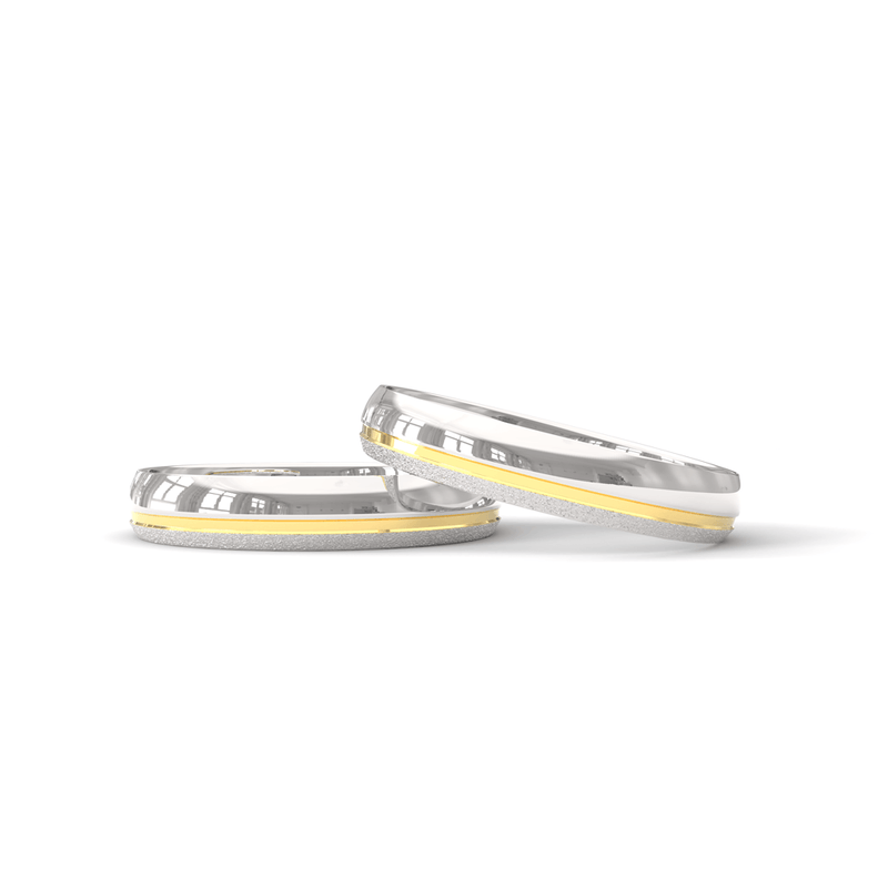 presente para namorada Alianca em Prata Anatomica com Filete Banhado a Ouro AS1788