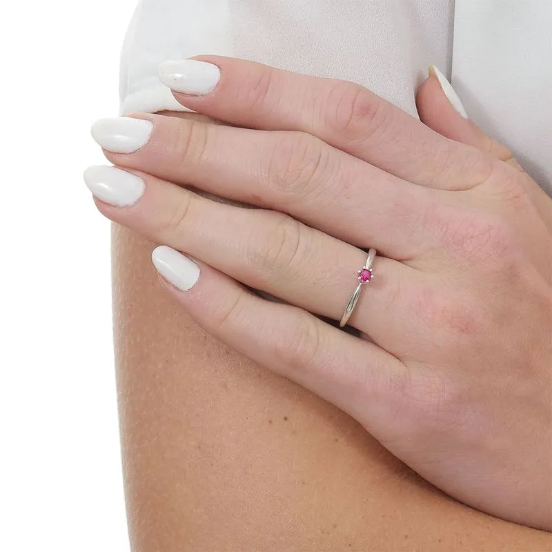 presente para namorada Anel Solitario de Prata 6 garras com Zirconia Vermelha AN203 1