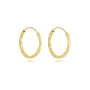 presente para namorada Brinco de Ouro 10K Argola Redonda Fio Quadrado Liso BR19925