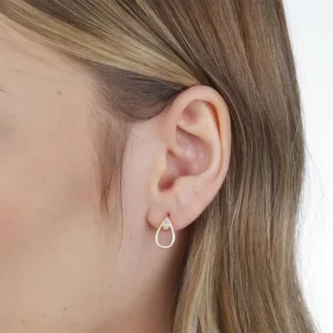 presente para namorada Brinco de Ouro 18K Gota Vazada com Zirconia Branca BR21090 2