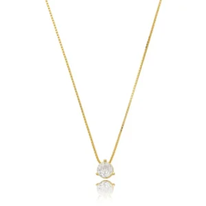 presente para namorada Gargantilha de Prata com Banho Malha Veneziana 45cm Ponto de Luz com Zirconia GG20937