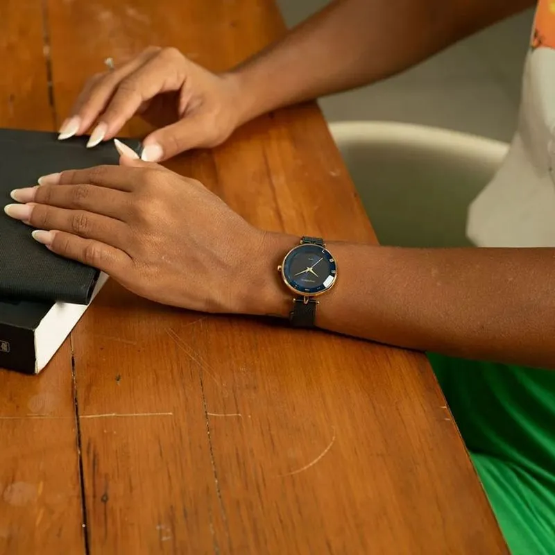 presente para namorada Relogio Mondaine Feminino Vidro Facetado Azul Dourado 32911LPMVLE4 2