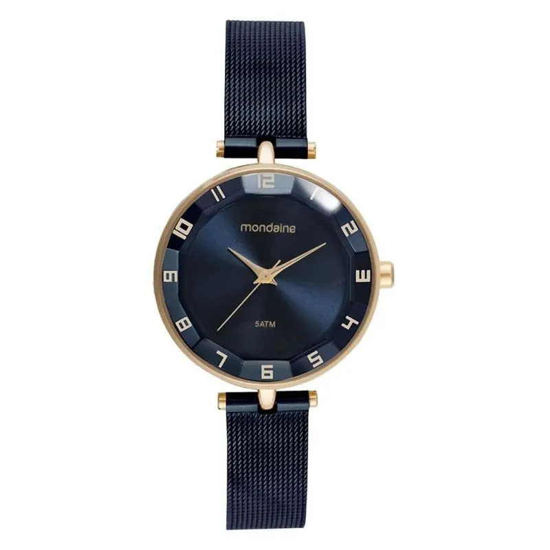 presente para namorada Relogio Mondaine Feminino Vidro Facetado Azul Dourado 32911LPMVLE4