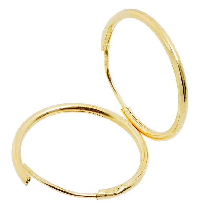 presentes de natal na black friday Brinco Argola Redonda em Ouro 10K 14mm BR21016