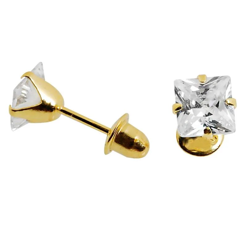 presentes de natal na black friday Brinco Ouro 18K com Zirconia Carre 3x3 BR11920