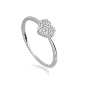 quem namora pode usar anel solitario Anel de Prata com Coracao Cravejado de Zirconias AN23213