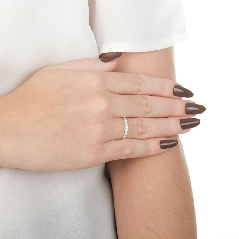 quem namora pode usar anel solitario Meia Alianca de Prata com Zirconias Brancas MA07387 2