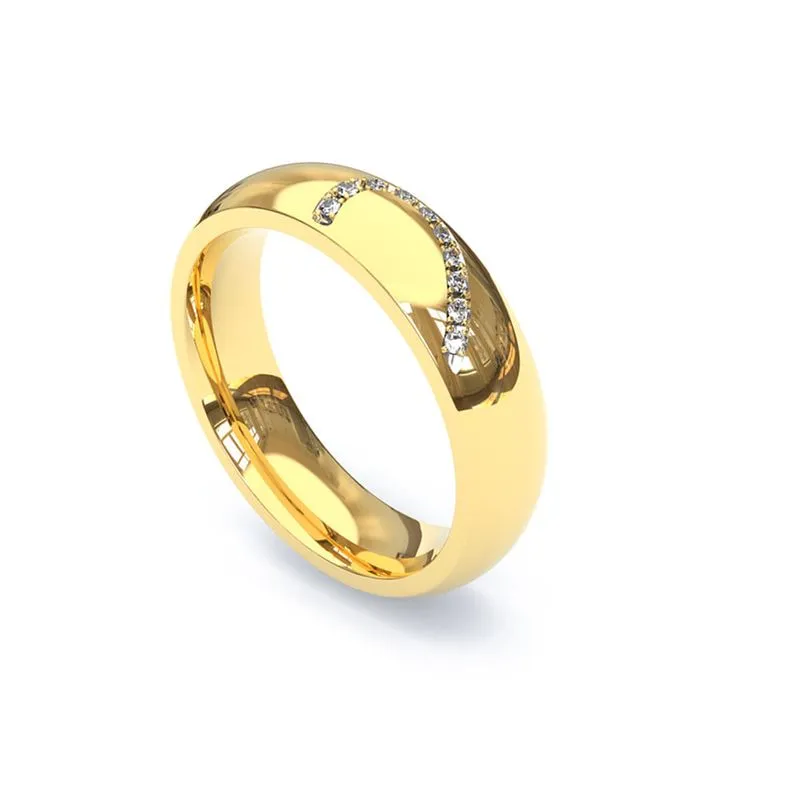 cor do ano pantone 2026 cloud dancer Alianca de Ouro 18K Abaulada Lisa com Metade Coracao com Zirconias AS2227