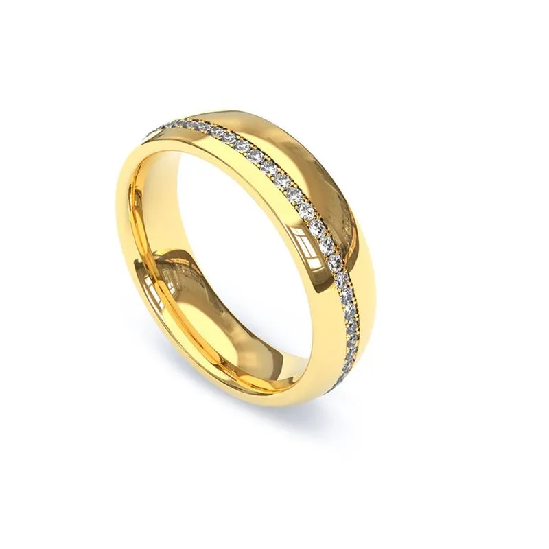 cor do ano pantone 2026 cloud dancer Alianca de Ouro 18K Lisa Cravejada com Zirconias AS2211