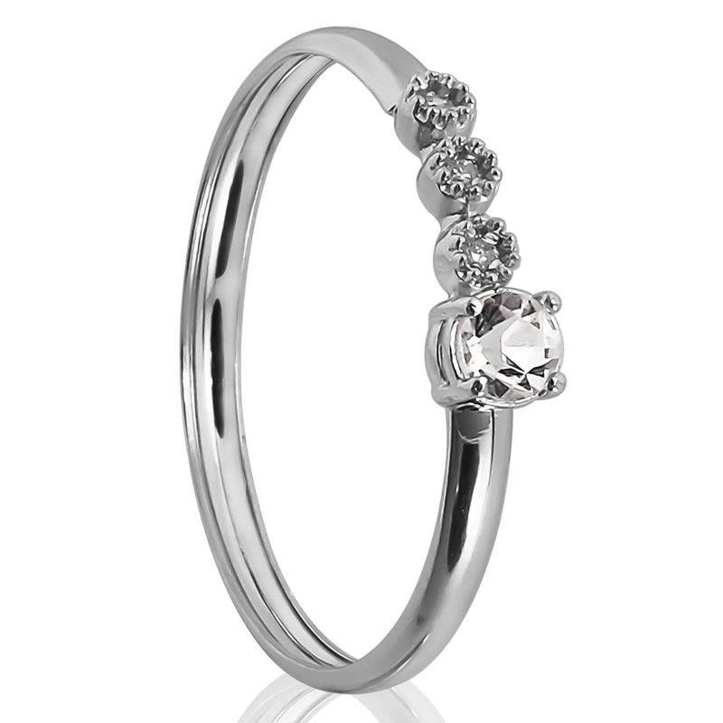 cor do ano pantone 2026 cloud dancer Anel em Ouro Branco 18K Aro Oco com Diamantes AN21934 2