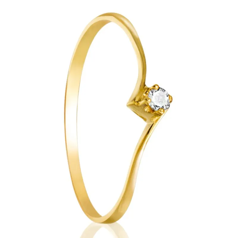 cor do ano pantone 2026 cloud dancer Anel em Ouro Solitario com 1 Diamante de 5 Pontos AN19309