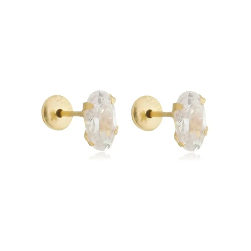 Joias e Relógios para Usar no Réveillon: Looks de Fim de Ano que Brilham! 11 joias e relogios para usar no reveillon Brinco de Ouro 18K Zirconia Oval Branca BR19756