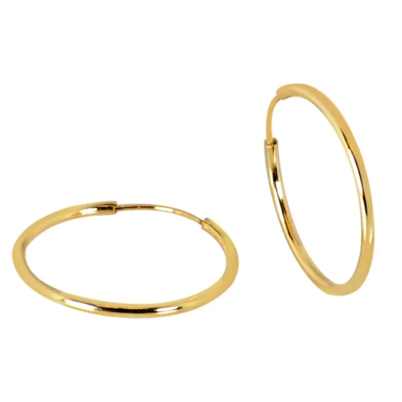 look de natal Brinco Argola Redonda Fio Redondo em Ouro 10K 16mm BR21480