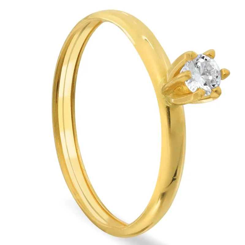 presentes de natal 2025 Anel de Noivado Solitario de Ouro 18K com Zirconia AN19150